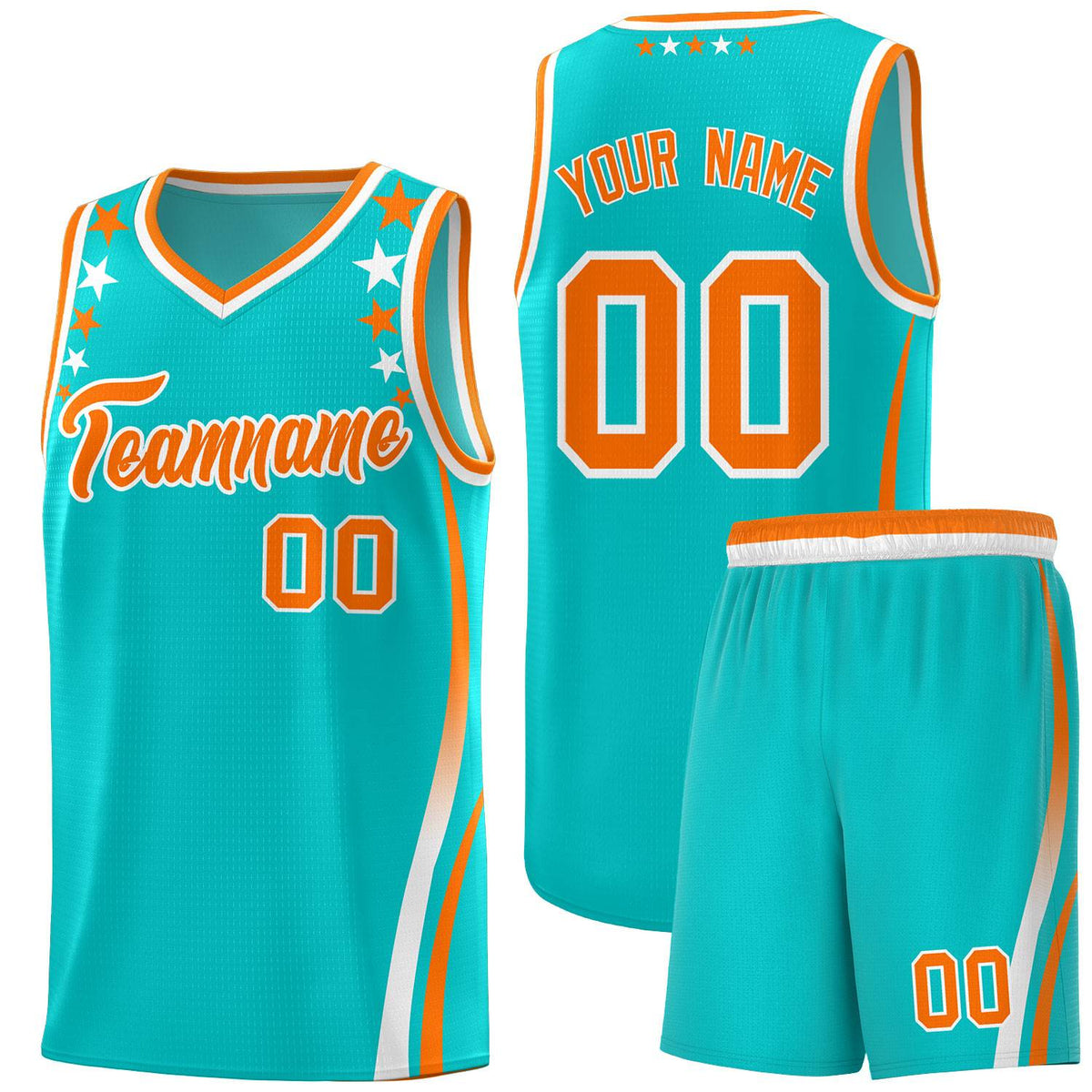 Custom Sky Blue Shoulders Star Pattern Side Color Block Sports Uniform Basketball Jersey|KXKSHOP