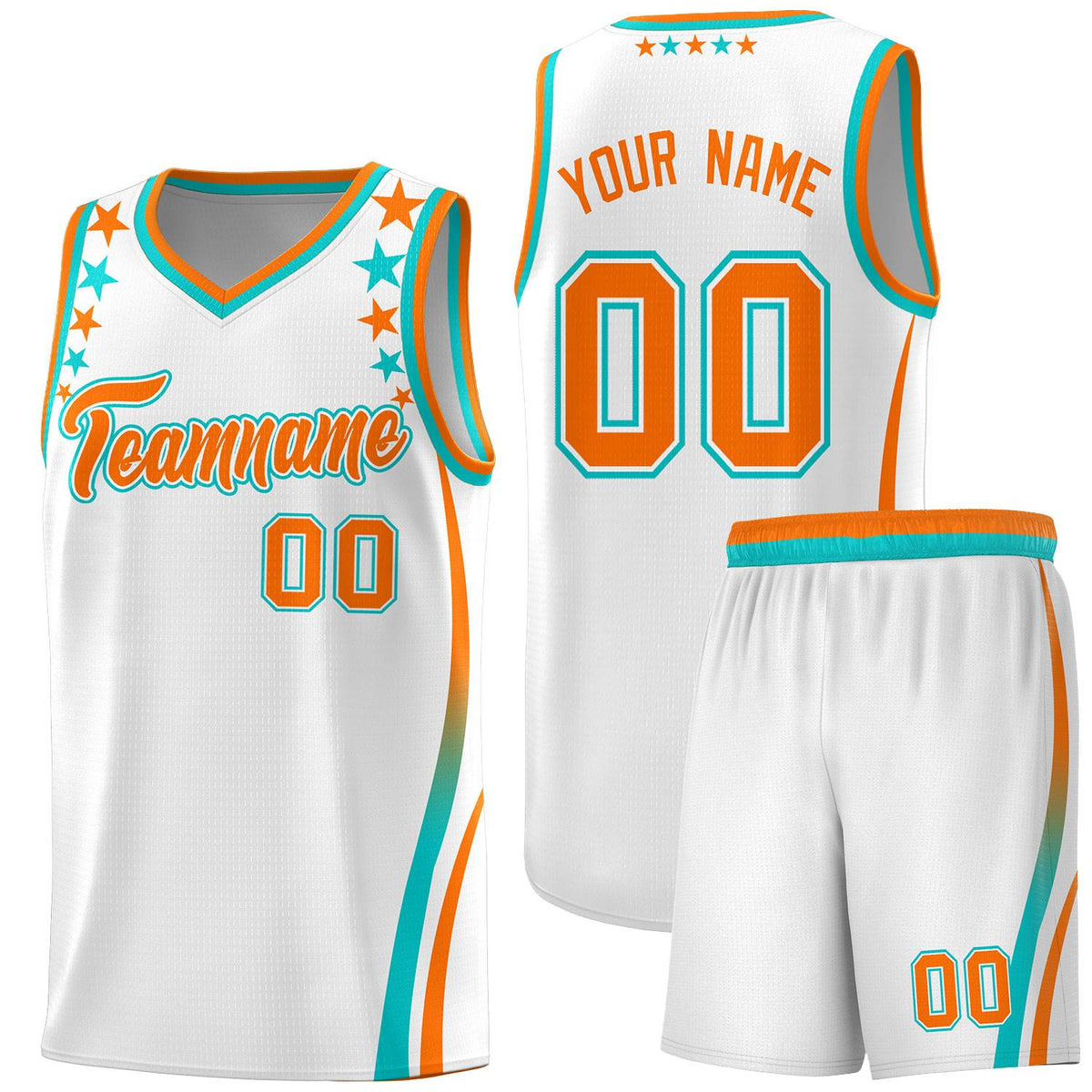 Custom White Shoulders Star Pattern Side Color Block Sports Uniform Basketball Jersey|KXKSHOP