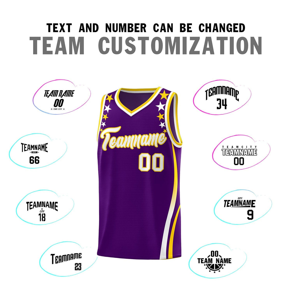 Custom Purple Shoulders Star Pattern Side Color Block Sports Uniform Basketball Jersey|KXKSHOP