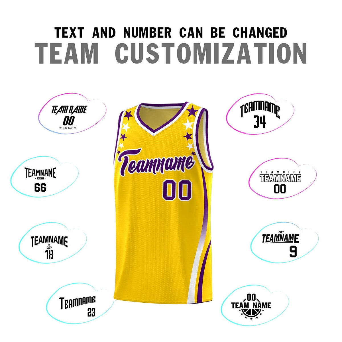Custom Gold Shoulders Star Pattern Side Color Block Sports Uniform Basketball Jersey|KXKSHOP