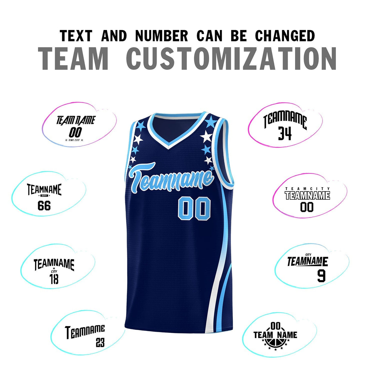 Custom Navy Shoulders Star Pattern Side Color Block Sports Uniform Basketball Jersey|KXKSHOP