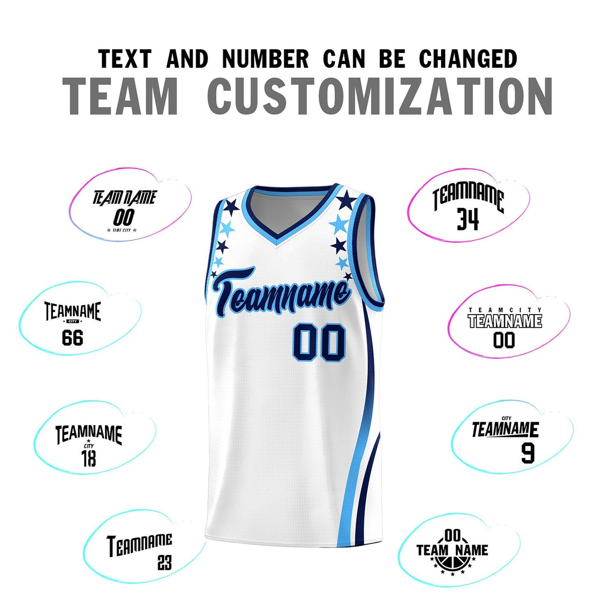 Custom White Shoulders Star Pattern Side Color Block Sports Uniform Basketball Jersey|KXKSHOP
