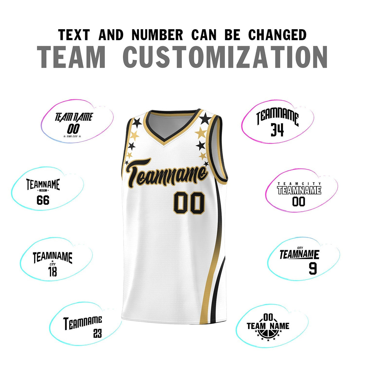 Custom White Shoulders Star Pattern Side Color Block Sports Uniform Basketball Jersey|KXKSHOP