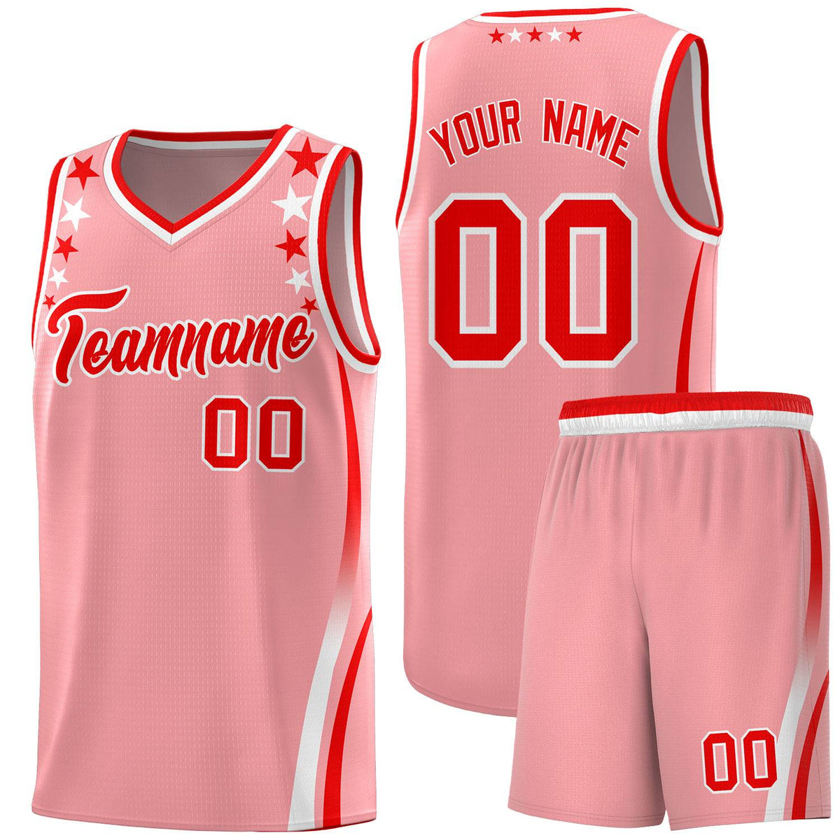 Custom Pink Shoulders Star Pattern Side Color Block Sports Uniform Basketball Jersey|KXKSHOP