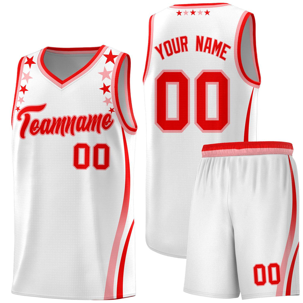 Custom White Shoulders Star Pattern Side Color Block Sports Uniform Basketball Jersey|KXKSHOP