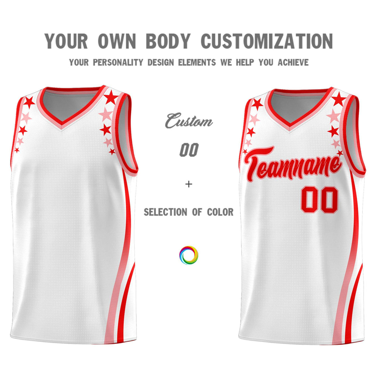 Custom White Shoulders Star Pattern Side Color Block Sports Uniform Basketball Jersey|KXKSHOP