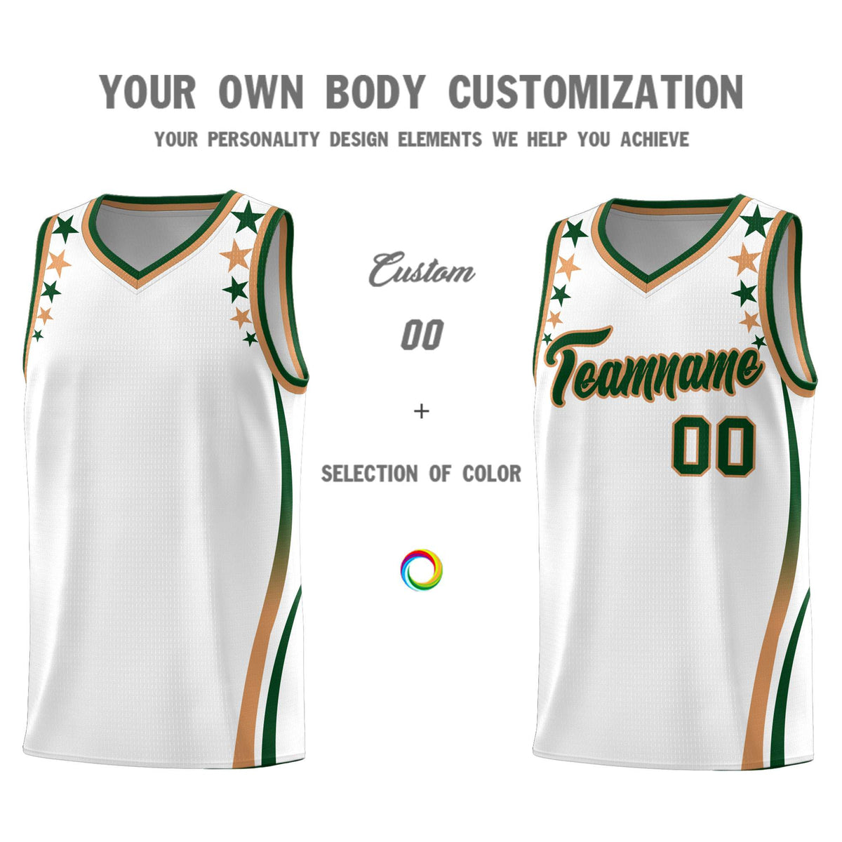 Custom White Shoulders Star Pattern Side Color Block Sports Uniform Basketball Jersey|KXKSHOP