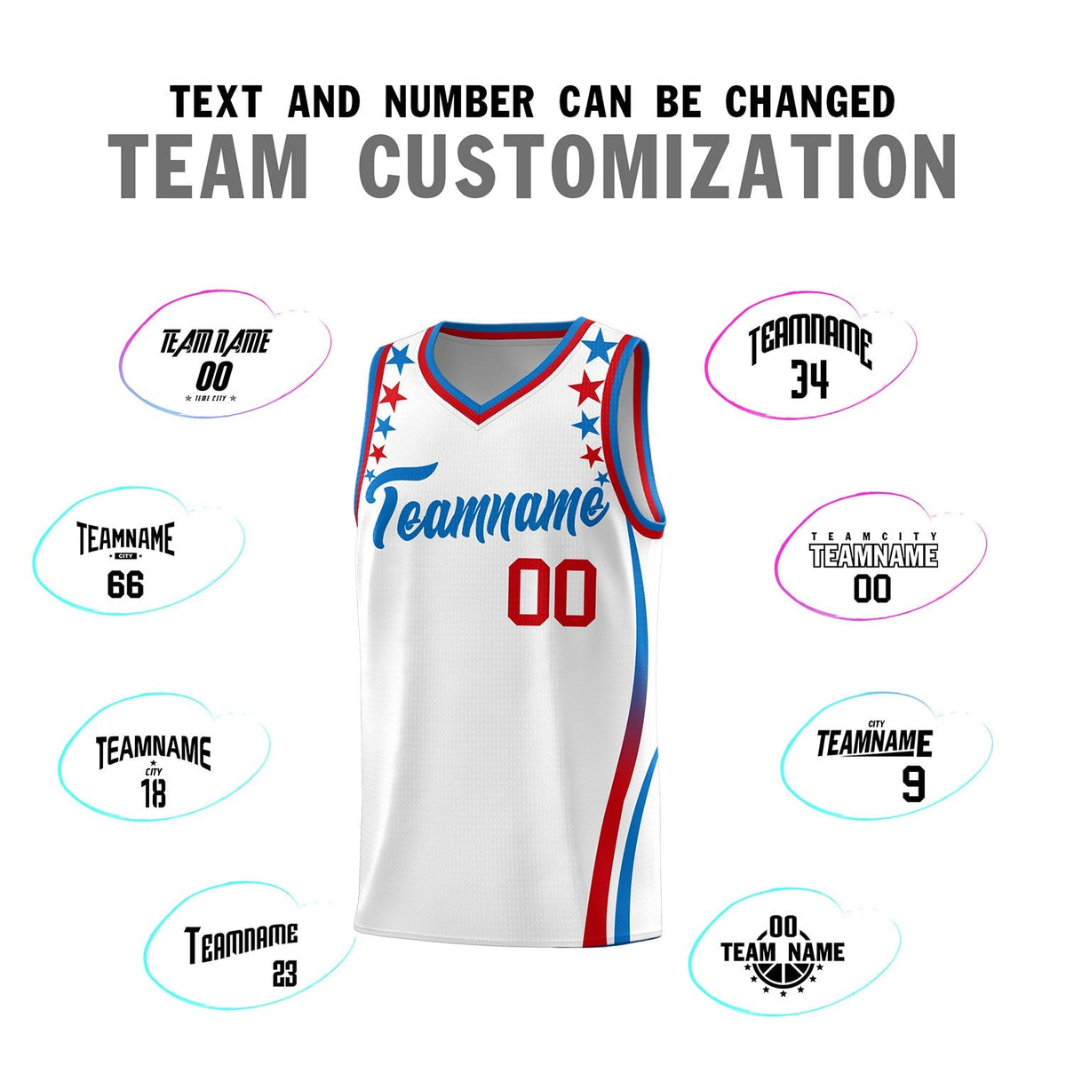 Custom White Shoulders Star Pattern Side Color Block Sports Uniform Basketball Jersey|KXKSHOP
