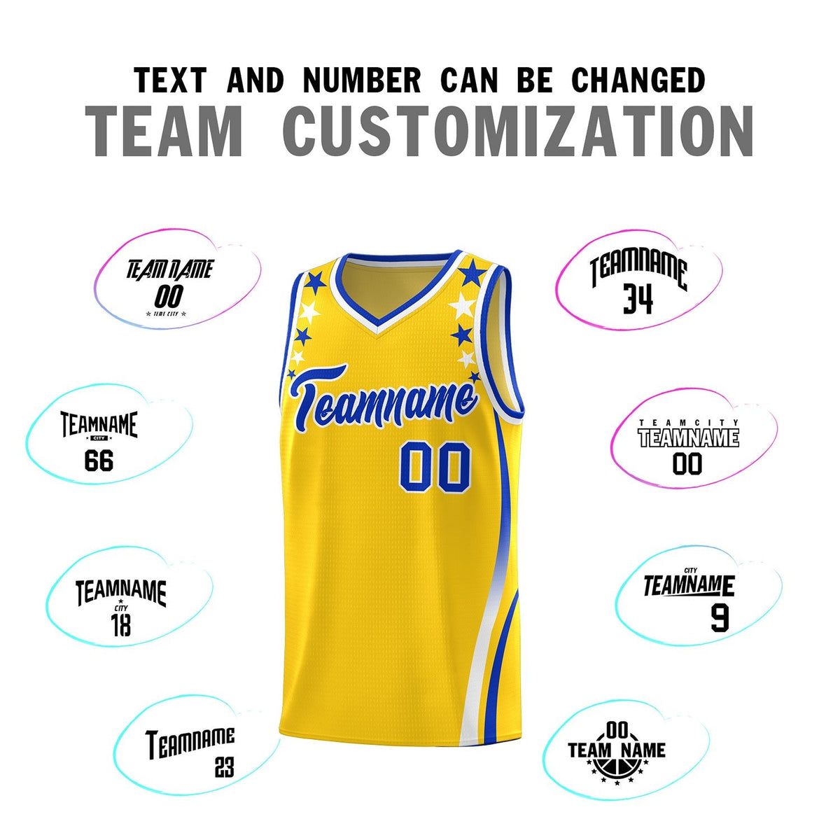 Custom Gold Shoulders Star Pattern Side Color Block Sports Uniform Basketball Jersey|KXKSHOP