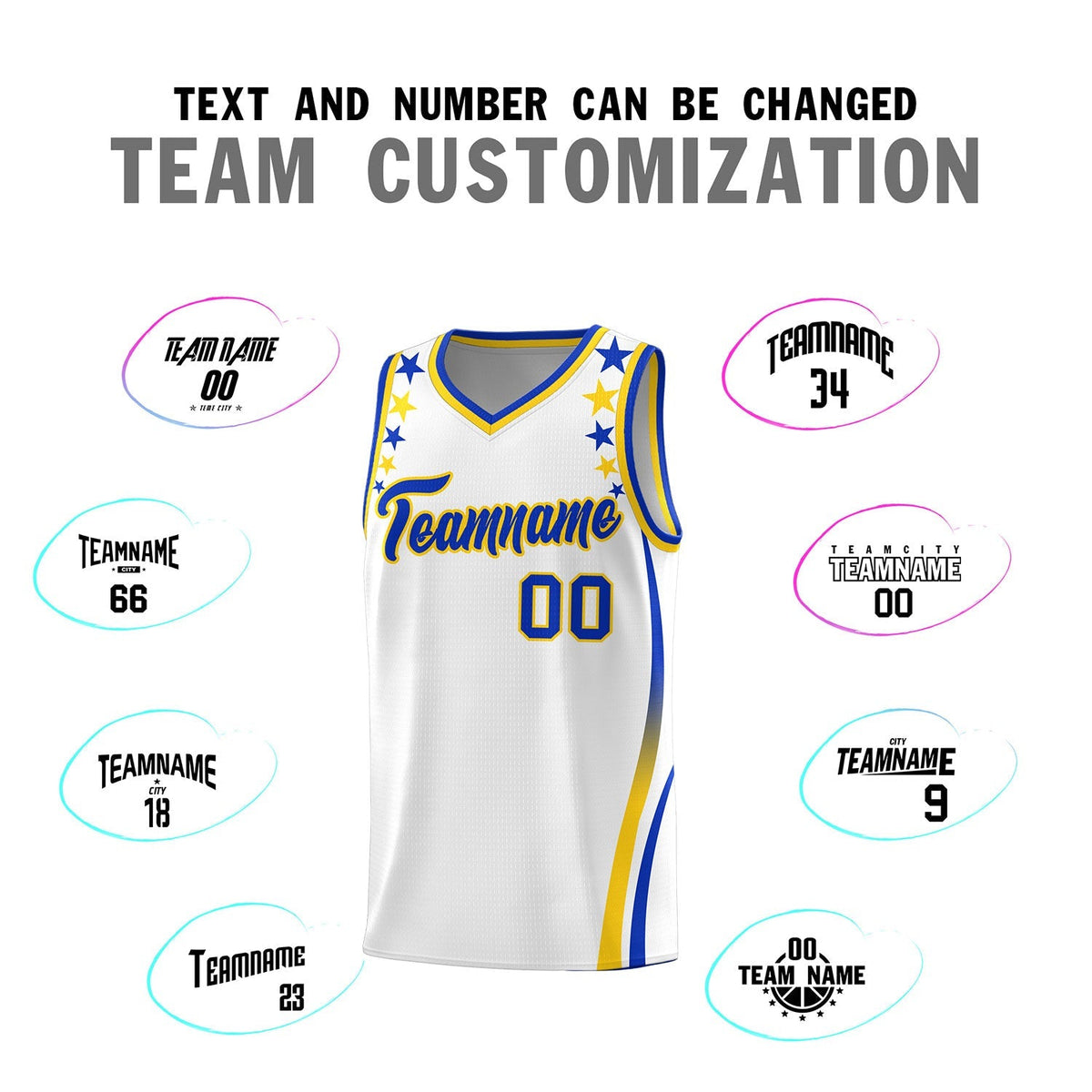 Custom White Shoulders Star Pattern Side Color Block Sports Uniform Basketball Jersey|KXKSHOP