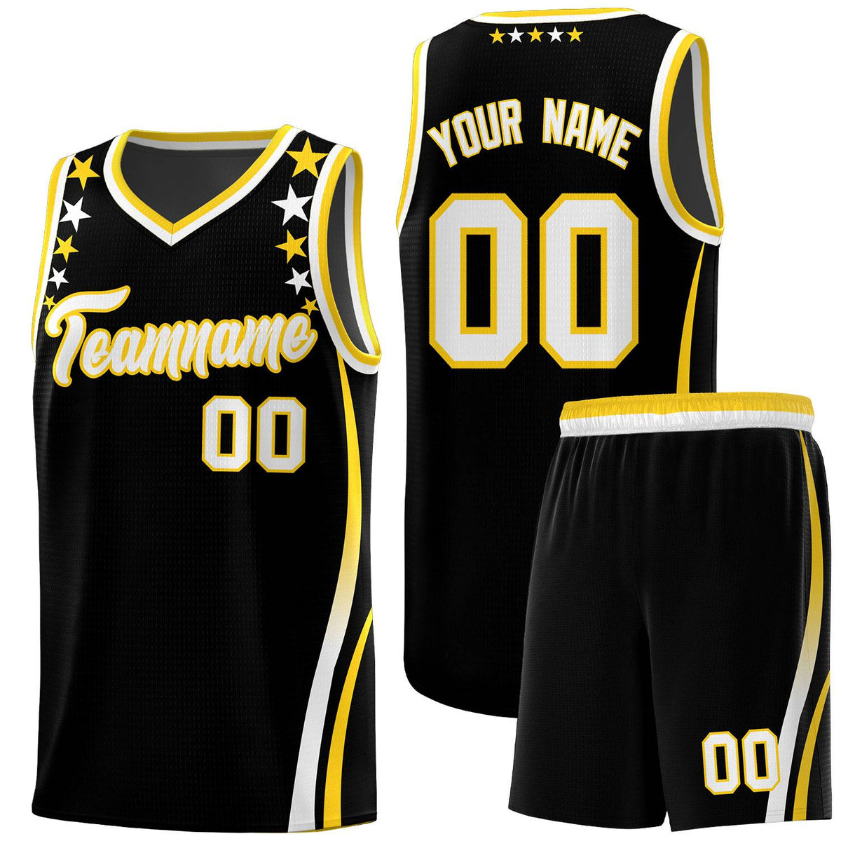 Custom Black Shoulders Star Pattern Side Color Block Sports Uniform Basketball Jersey|KXKSHOP