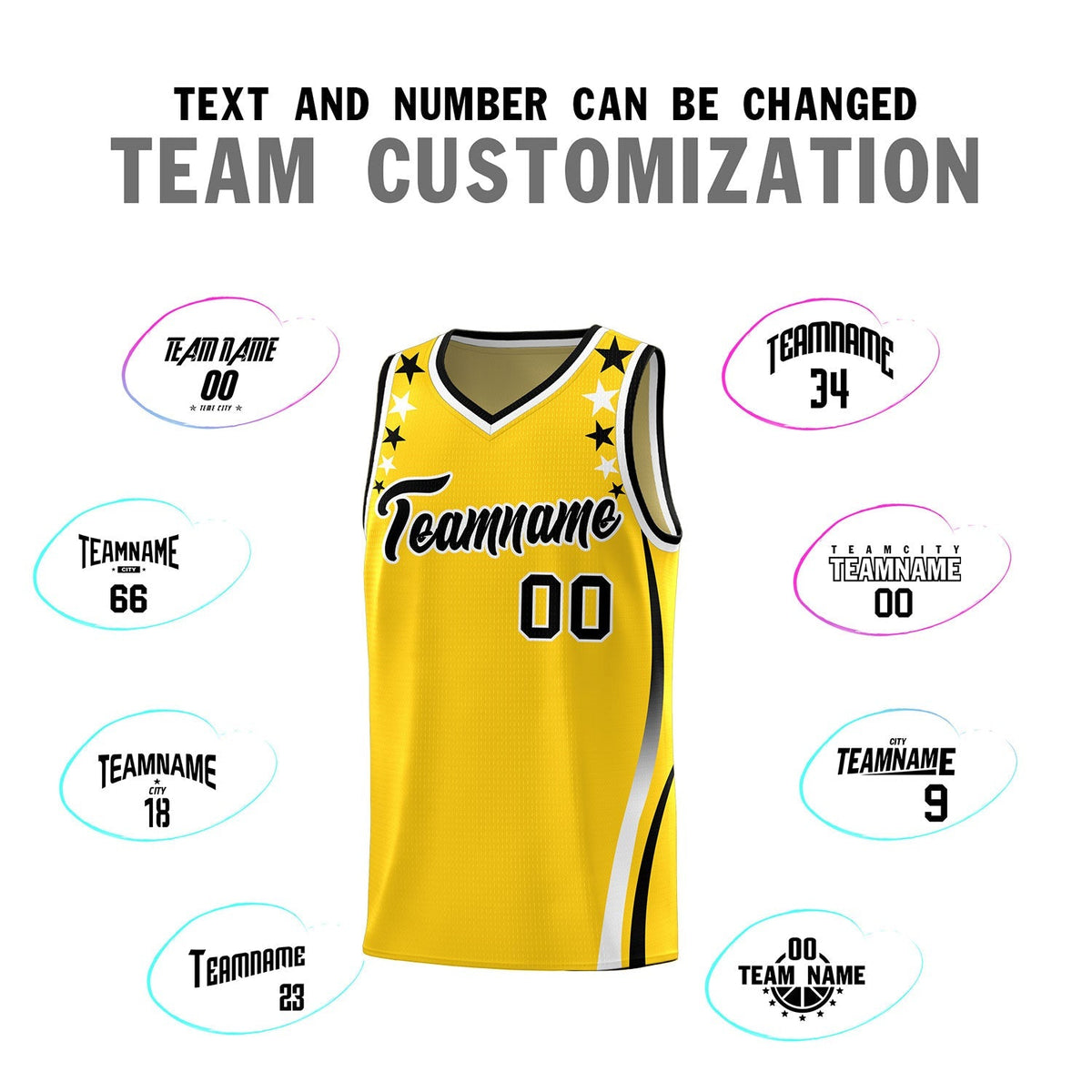 Custom Gold Shoulders Star Pattern Side Color Block Sports Uniform Basketball Jersey|KXKSHOP