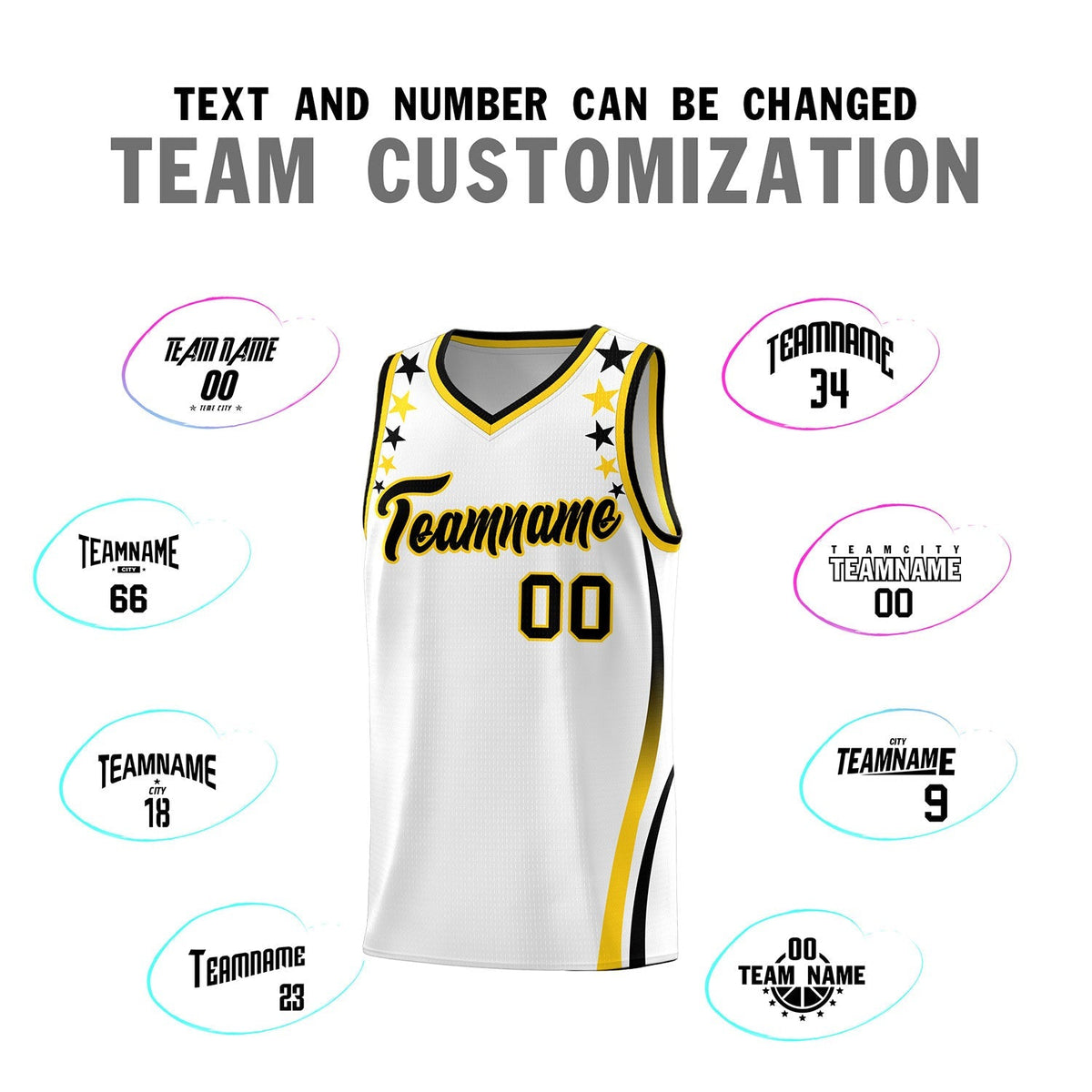 Custom White Shoulders Star Pattern Side Color Block Sports Uniform Basketball Jersey|KXKSHOP