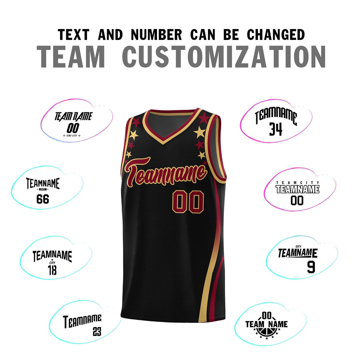 Custom Black Shoulders Star Pattern Side Color Block Sports Uniform Basketball Jersey|KXKSHOP
