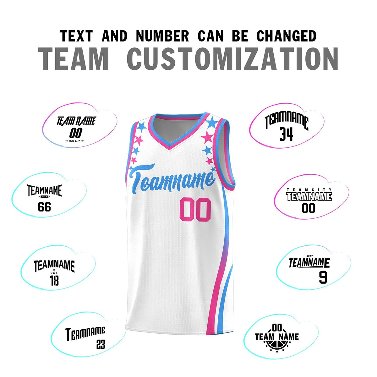 Custom White Shoulders Star Pattern Side Color Block Sports Uniform Basketball Jersey|KXKSHOP