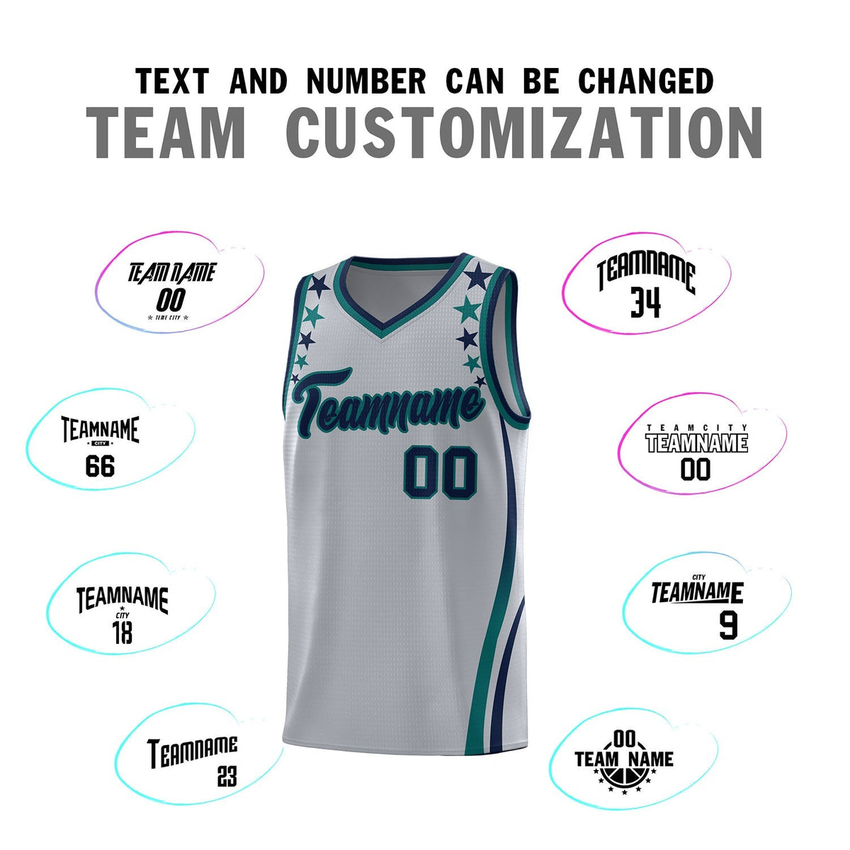 Custom Gray Shoulders Star Pattern Side Color Block Sports Uniform Basketball Jersey|KXKSHOP