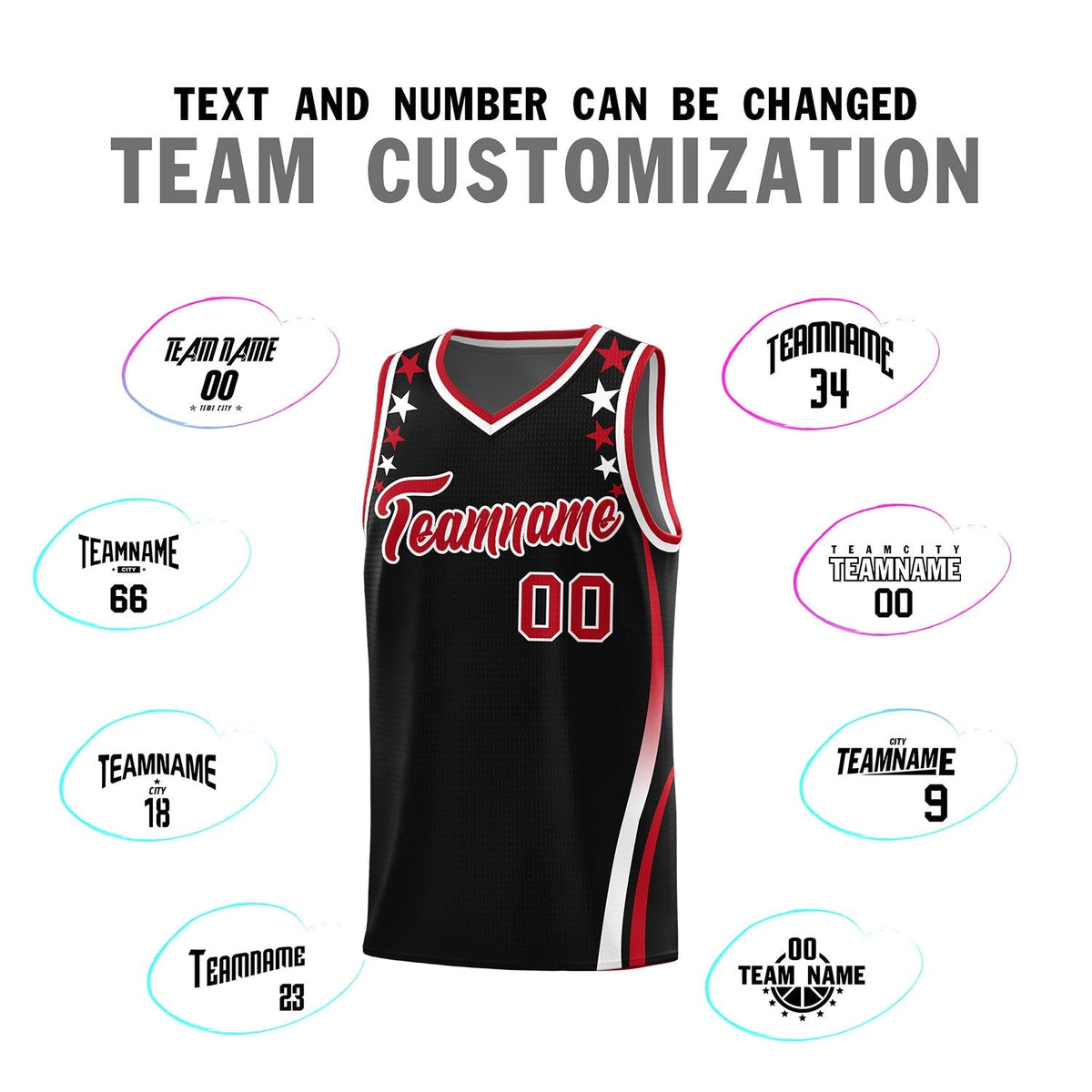 Custom Black Shoulders Star Pattern Side Color Block Sports Uniform Basketball Jersey|KXKSHOP