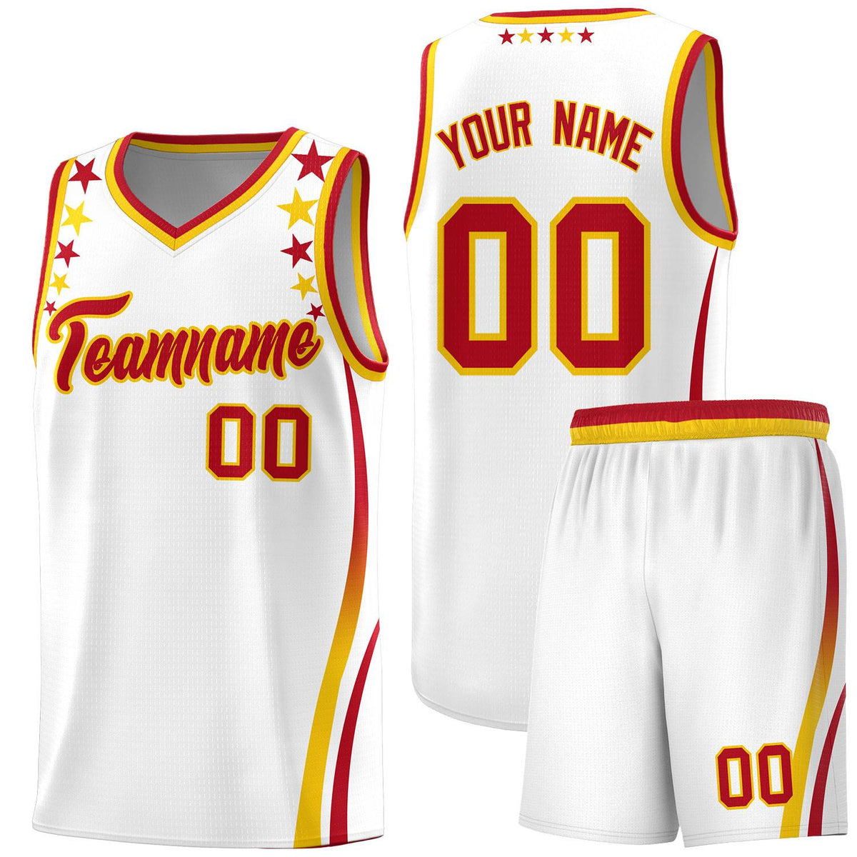 Custom White Shoulders Star Pattern Side Color Block Sports Uniform Basketball Jersey|KXKSHOP