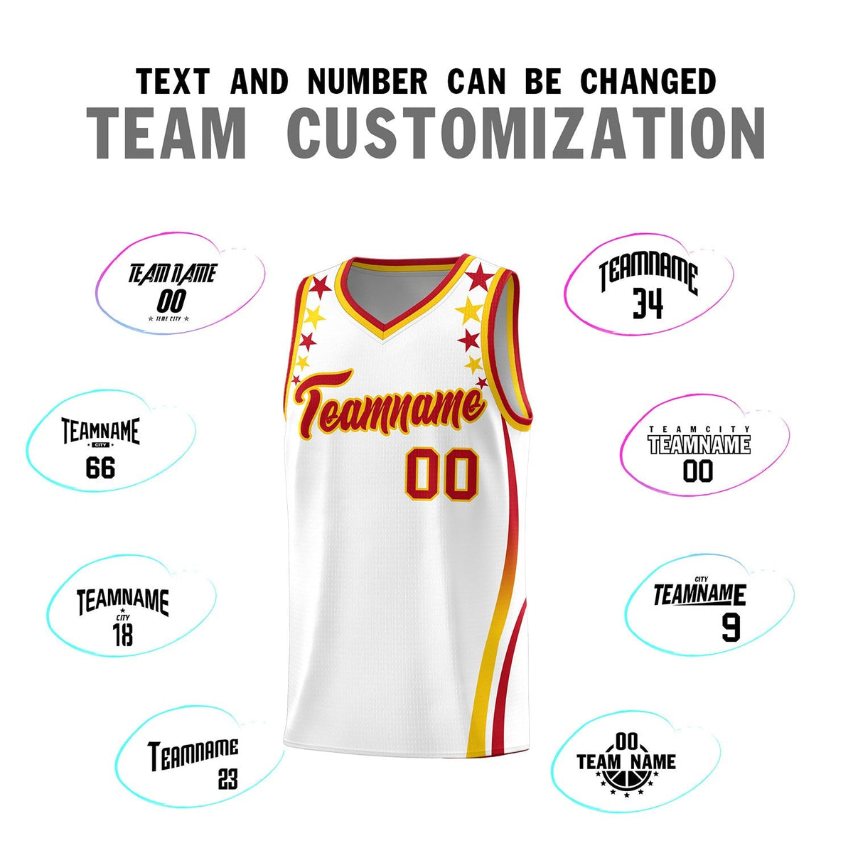 Custom White Shoulders Star Pattern Side Color Block Sports Uniform Basketball Jersey|KXKSHOP