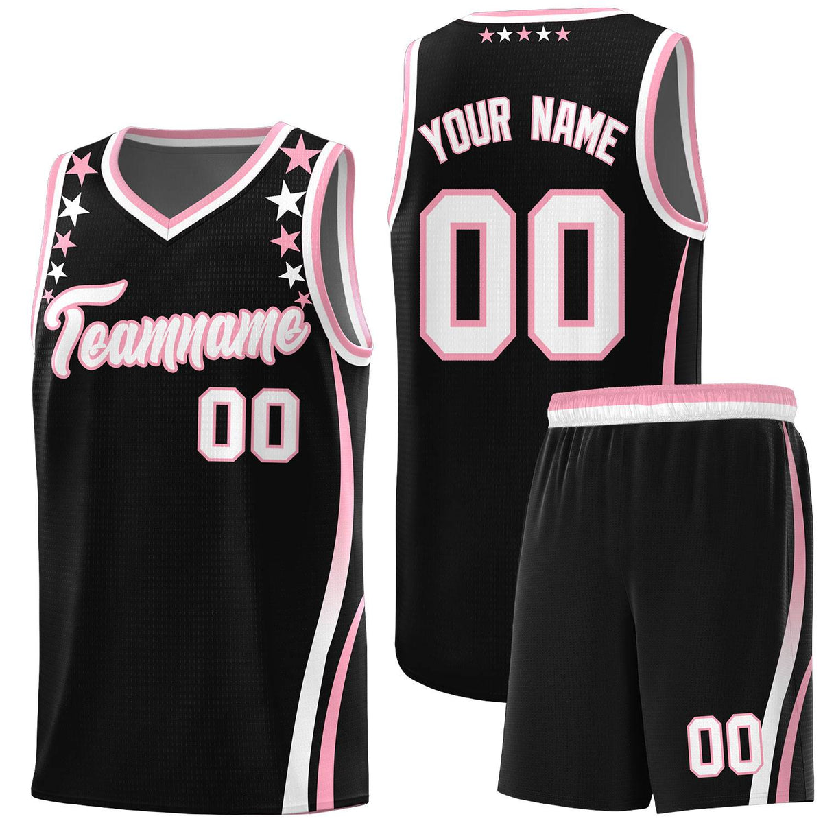 Custom Black Shoulders Star Pattern Side Color Block Sports Uniform Basketball Jersey|KXKSHOP