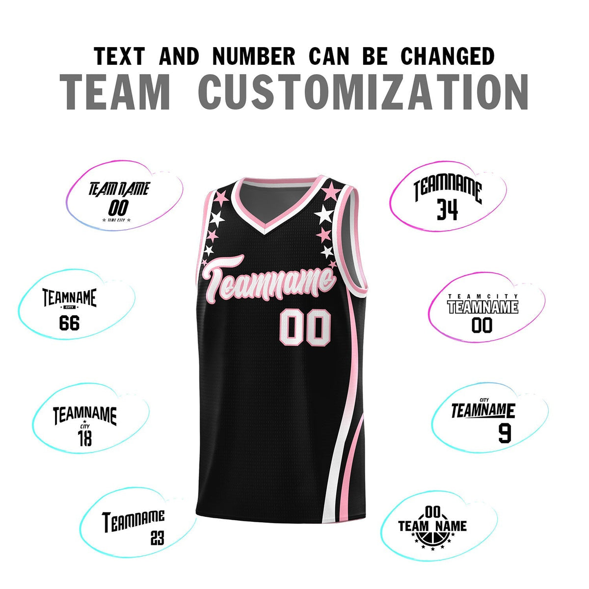 Custom Black Shoulders Star Pattern Side Color Block Sports Uniform Basketball Jersey|KXKSHOP