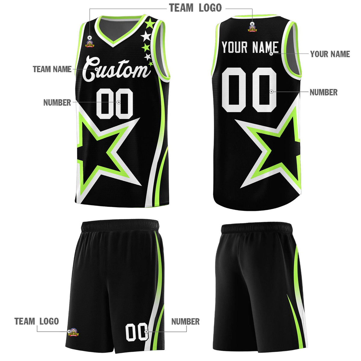Custom Neon Green Navy-White Side Two-Tone Classic Sports Uniform Basketball Jersey |KXKSHOP