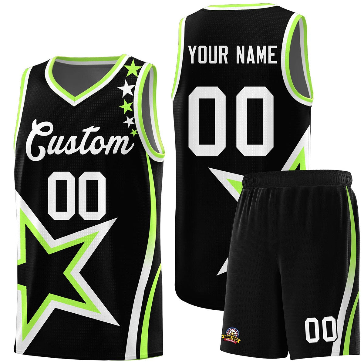 Custom Neon Green Navy-White Side Two-Tone Classic Sports Uniform Basketball Jersey |KXKSHOP