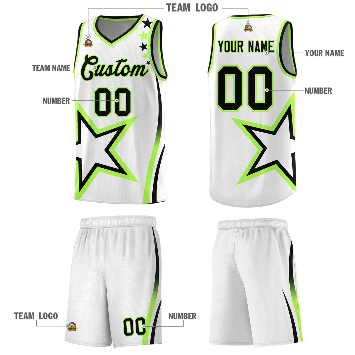 Custom Neon Green Navy-White Side Two-Tone Classic Sports Uniform Basketball Jersey |KXKSHOP