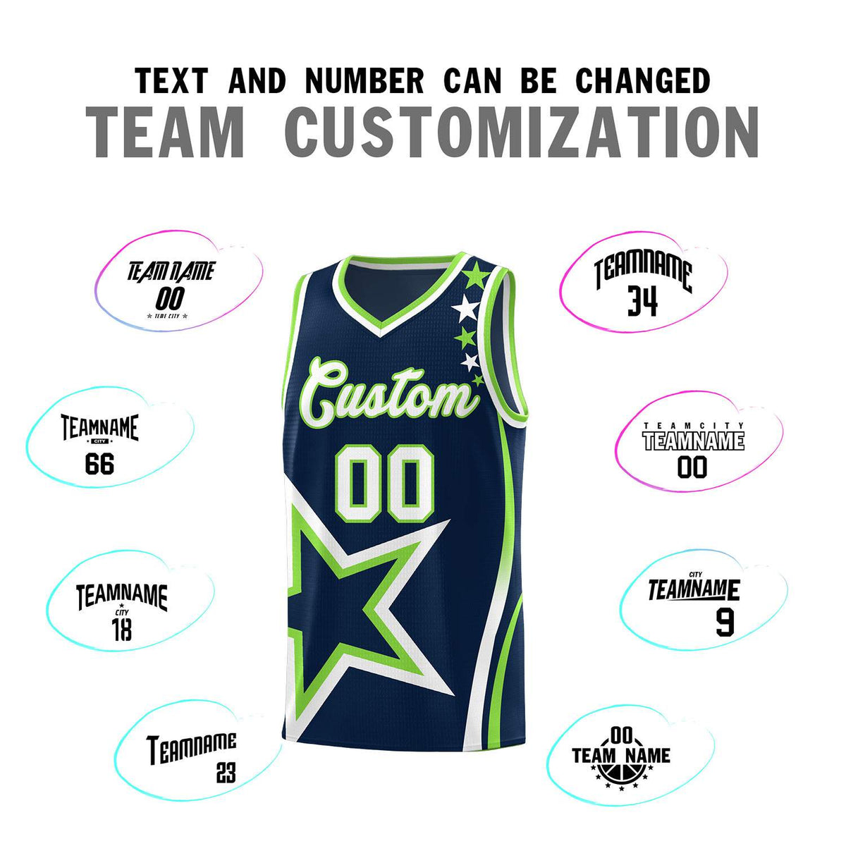 Custom Neon Green Navy-White Side Two-Tone Classic Sports Uniform Basketball Jersey |KXKSHOP