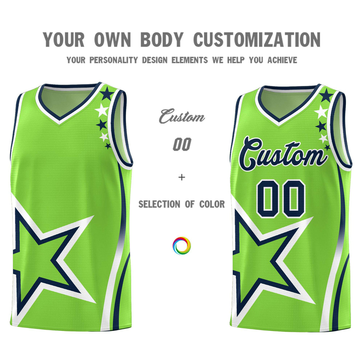 Custom Neon Green Navy-White Side Two-Tone Classic Sports Uniform Basketball Jersey |KXKSHOP