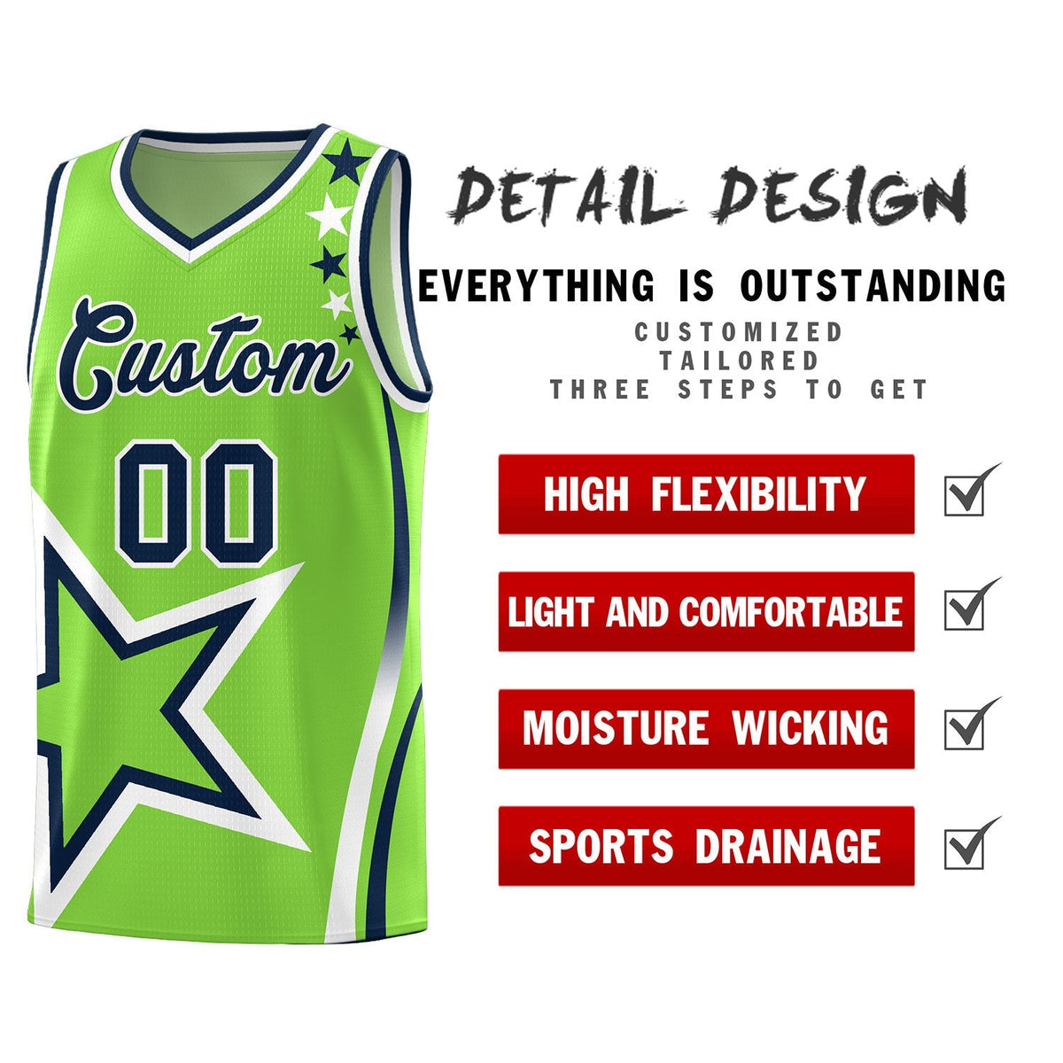 Custom Neon Green Navy-White Side Two-Tone Classic Sports Uniform Basketball Jersey |KXKSHOP