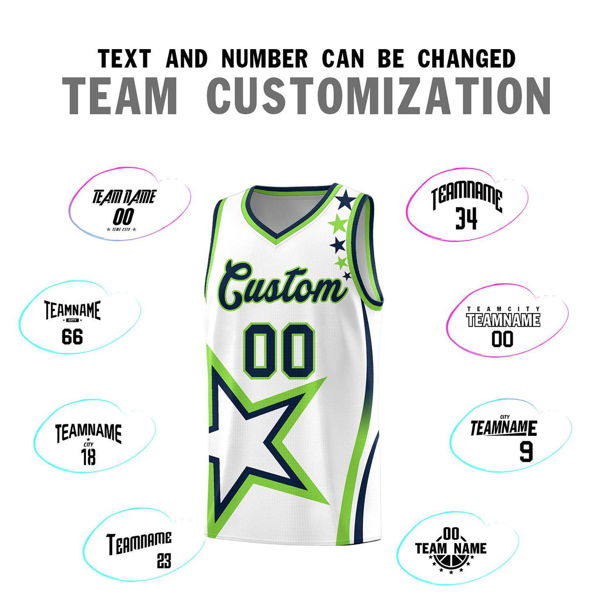 Custom Neon Green Navy-White Side Two-Tone Classic Sports Uniform Basketball Jersey |KXKSHOP