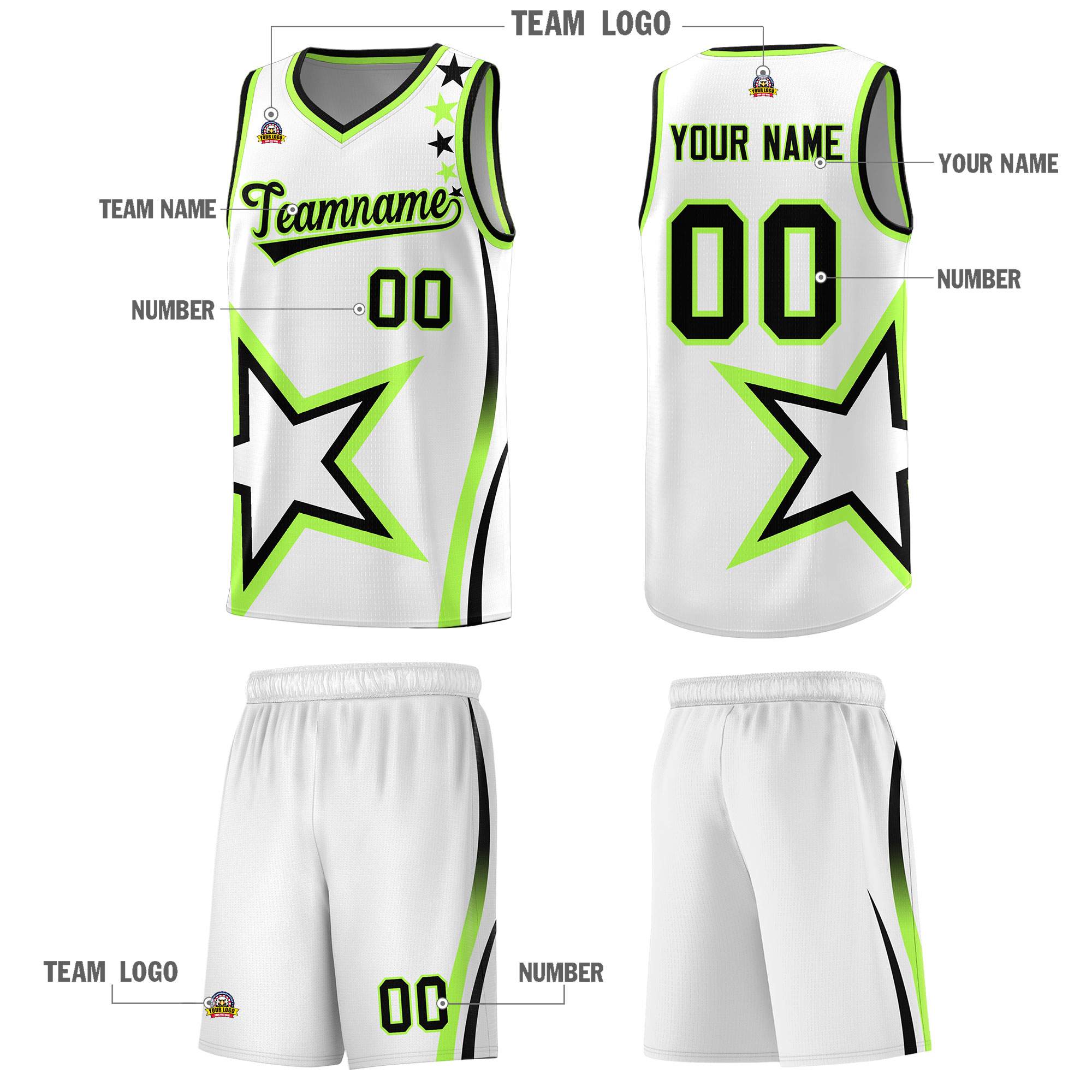 Custom Neon Green Navy-White Side Two-Tone Classic Sports Uniform Basketball Jersey |KXKSHOP