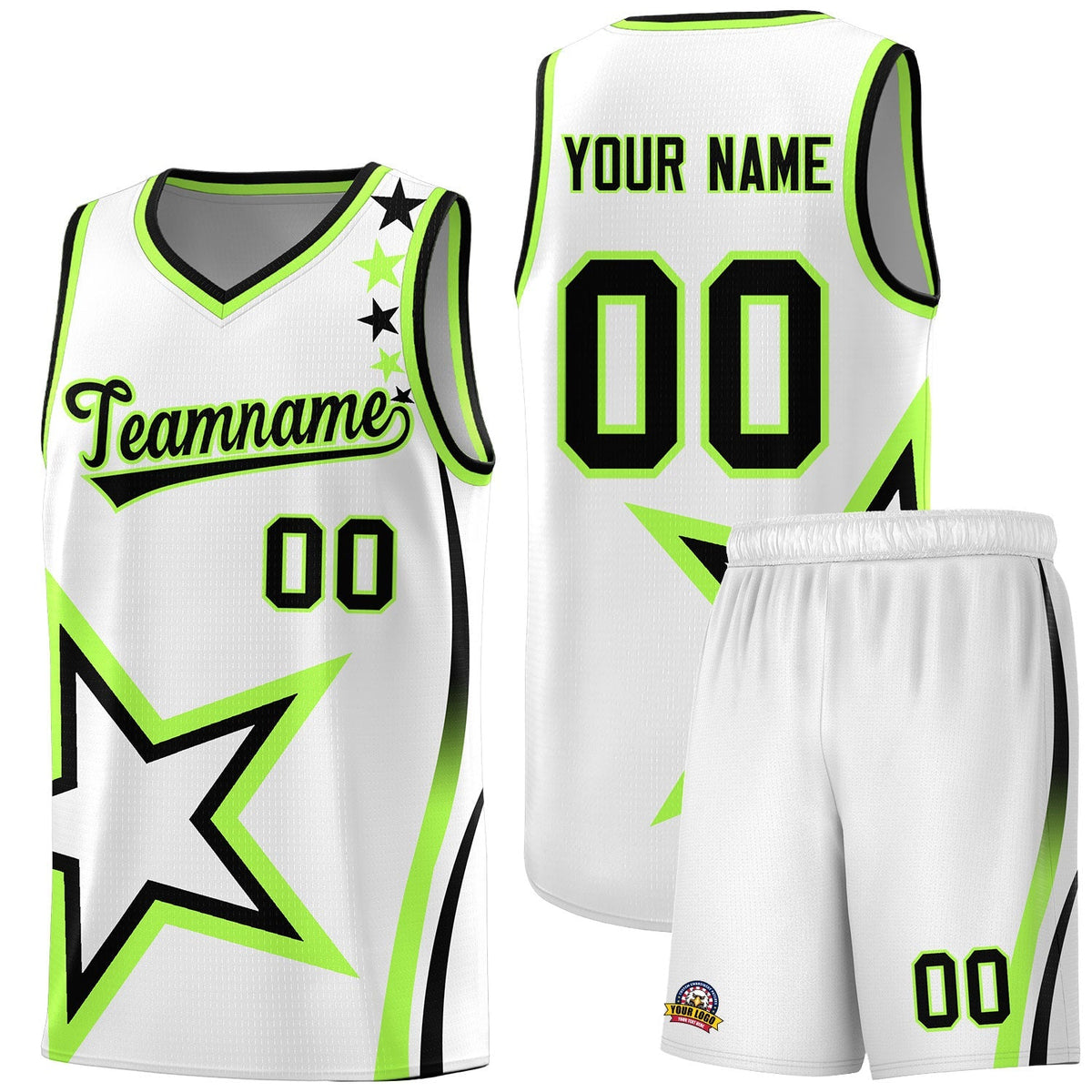 Custom Neon Green Navy-White Side Two-Tone Classic Sports Uniform Basketball Jersey |KXKSHOP