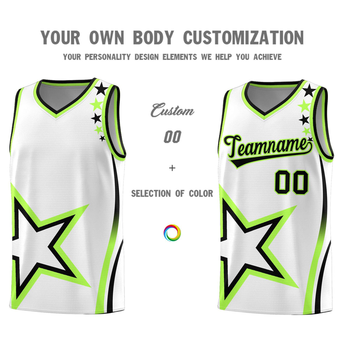 Custom Neon Green Navy-White Side Two-Tone Classic Sports Uniform Basketball Jersey |KXKSHOP