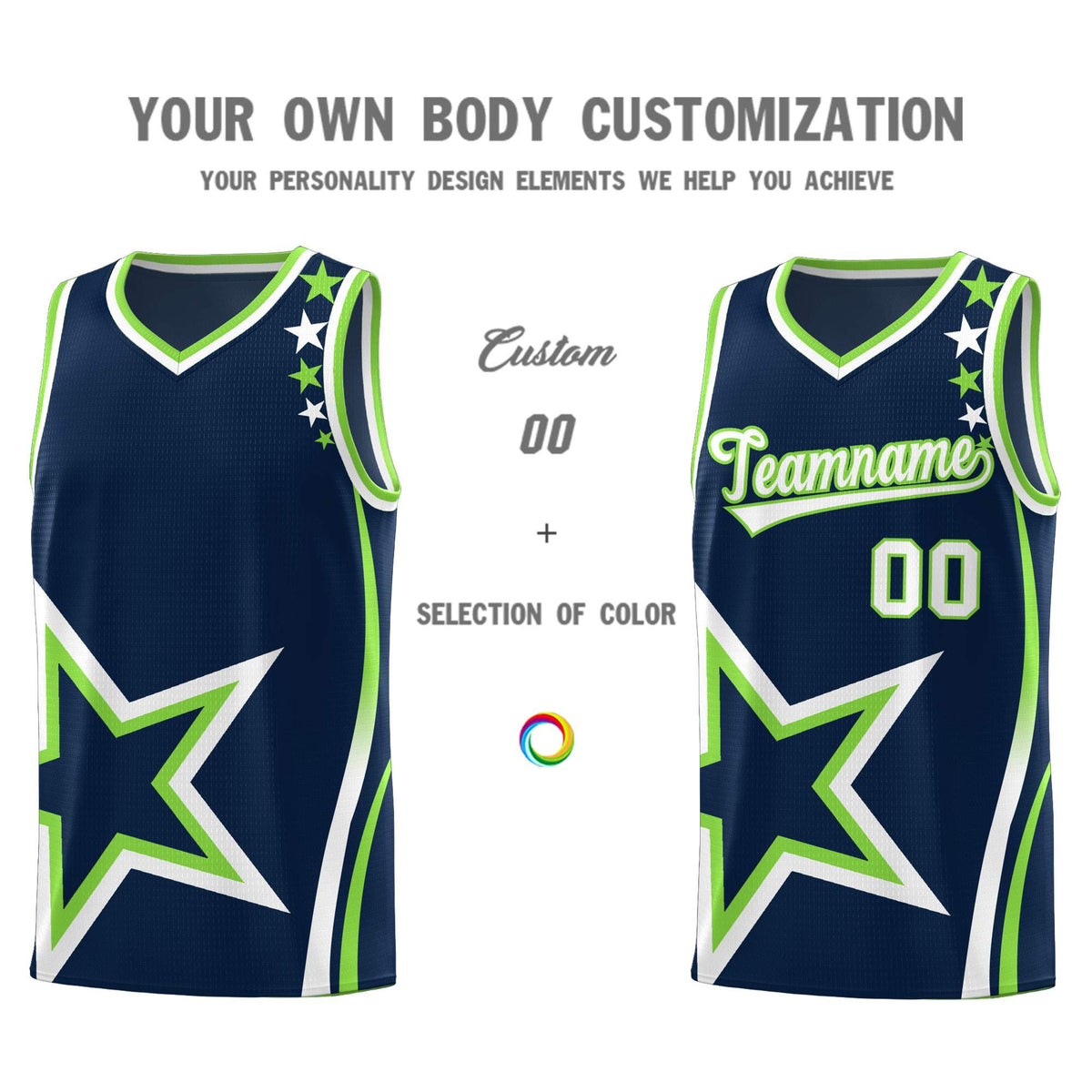 Custom Neon Green Navy-White Side Two-Tone Classic Sports Uniform Basketball Jersey |KXKSHOP