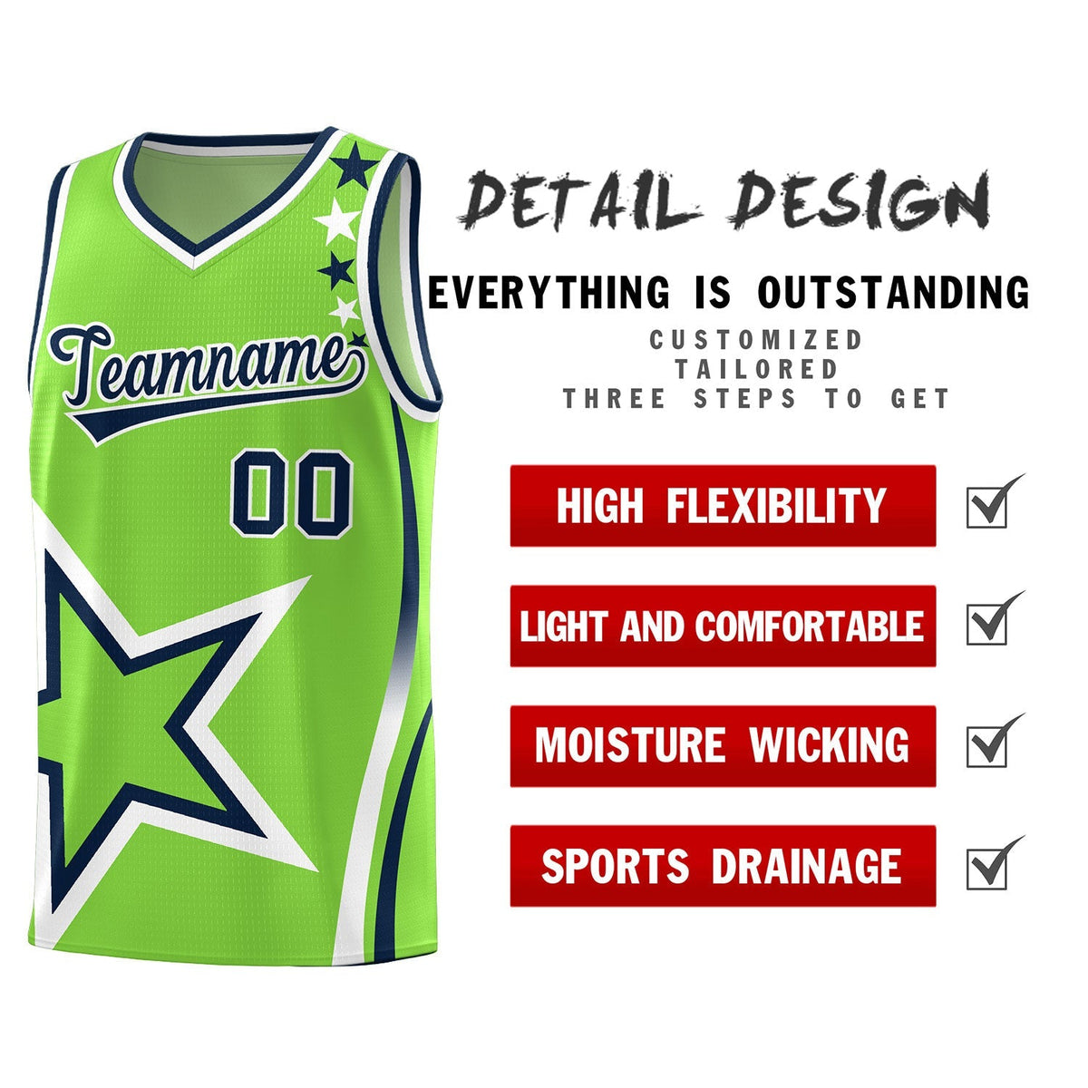 Custom Neon Green Navy-White Side Two-Tone Classic Sports Uniform Basketball Jersey |KXKSHOP