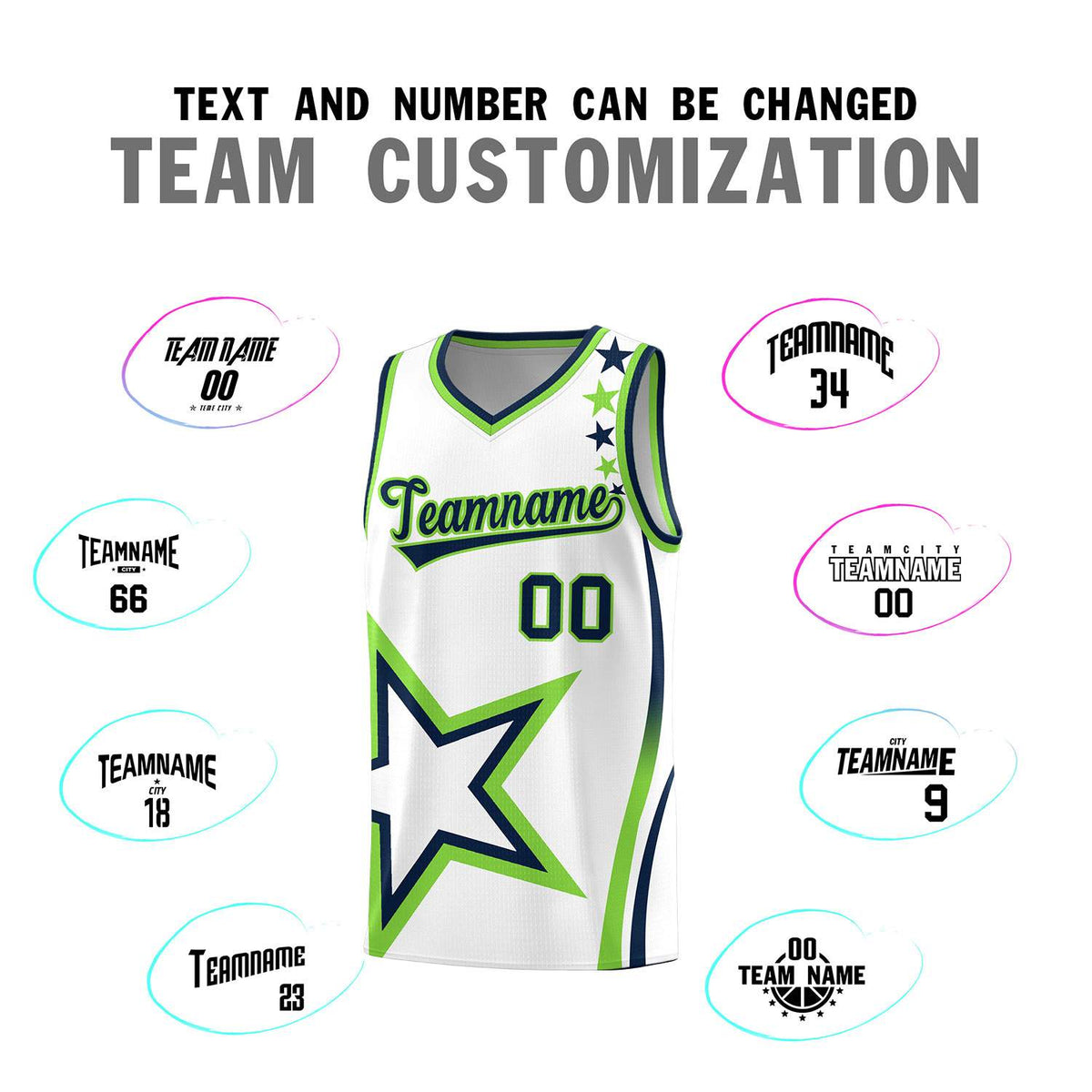 Custom Neon Green Navy-White Side Two-Tone Classic Sports Uniform Basketball Jersey |KXKSHOP