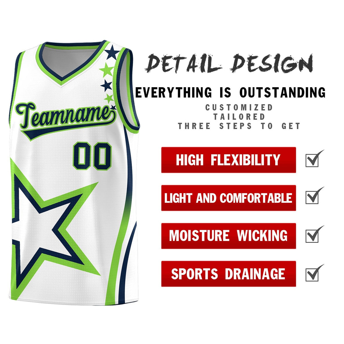 Custom Neon Green Navy-White Side Two-Tone Classic Sports Uniform Basketball Jersey |KXKSHOP