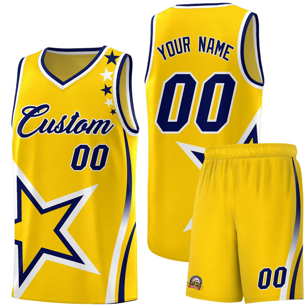 Custom Gold Shoulder Stars Graffiti Pattern Kits Basketball Jersey |KXKSHOP
