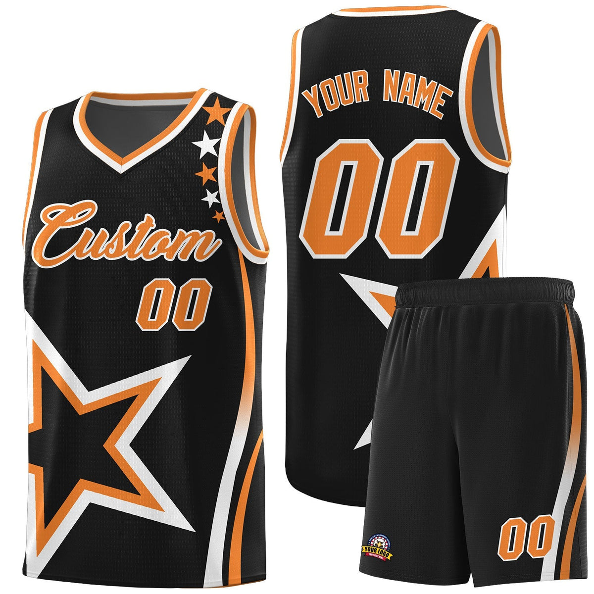 Custom Black Shoulder Stars Graffiti Pattern Kits Basketball Jersey |KXKSHOP