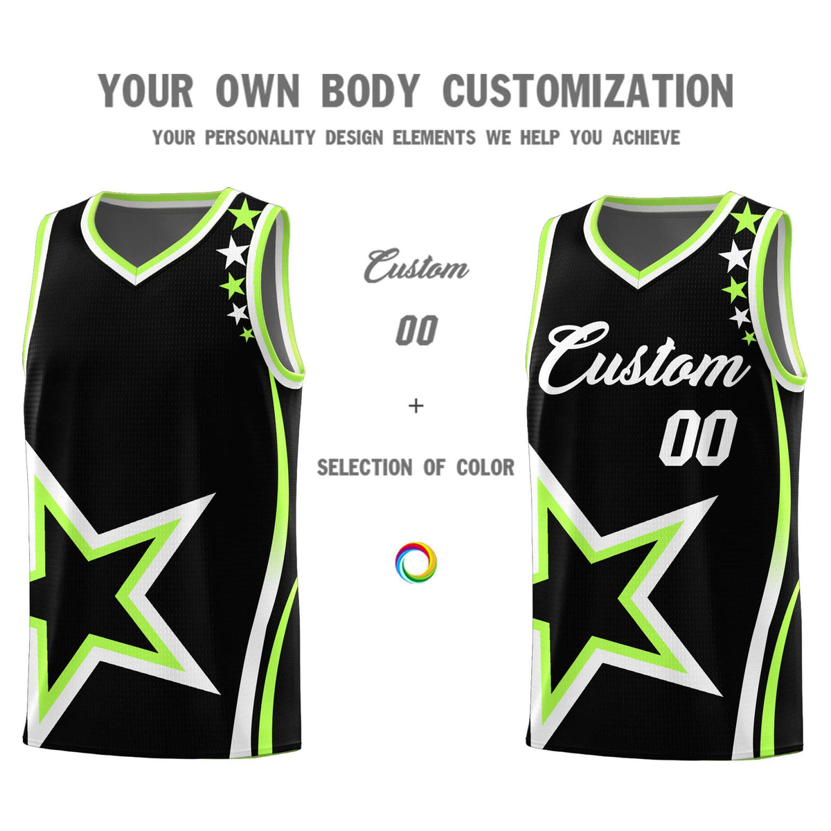 Custom Neon Green Navy-White Side Two-Tone Classic Sports Uniform Basketball Jersey |KXKSHOP