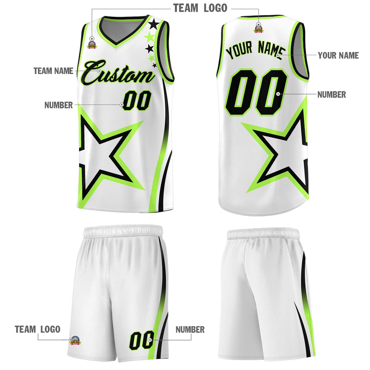 Custom Neon Green Navy-White Side Two-Tone Classic Sports Uniform Basketball Jersey |KXKSHOP