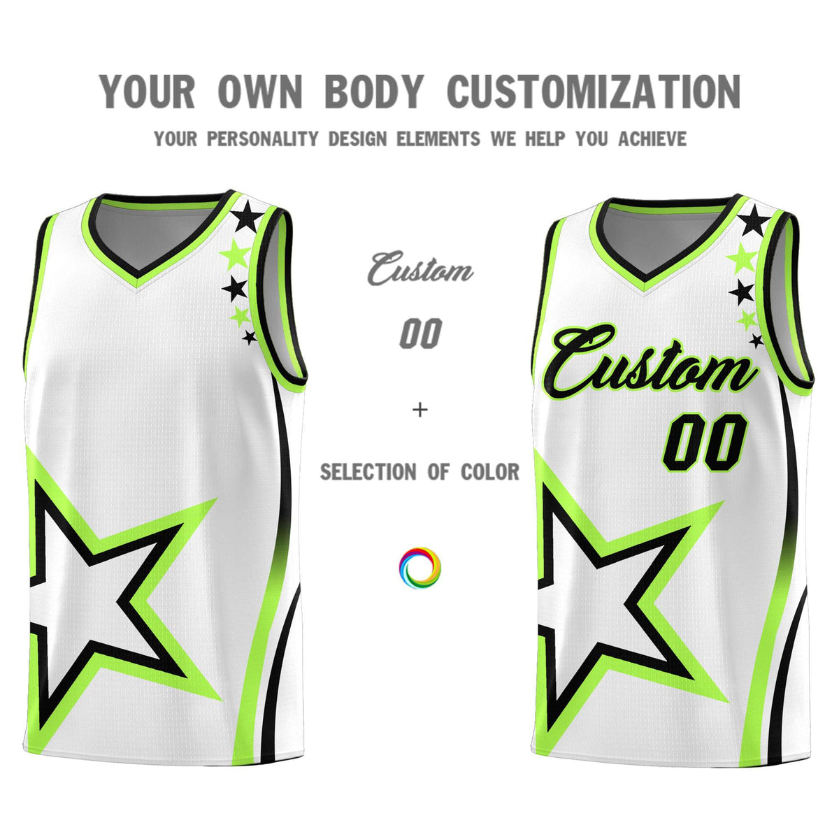 Custom Neon Green Navy-White Side Two-Tone Classic Sports Uniform Basketball Jersey |KXKSHOP