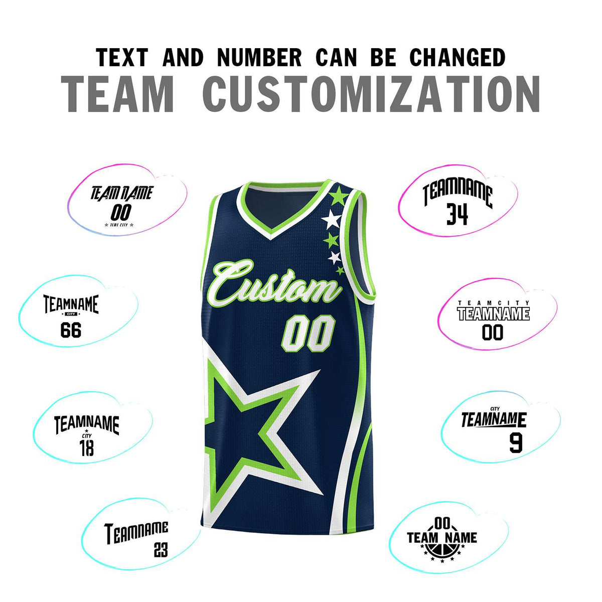Custom Neon Green Navy-White Side Two-Tone Classic Sports Uniform Basketball Jersey |KXKSHOP