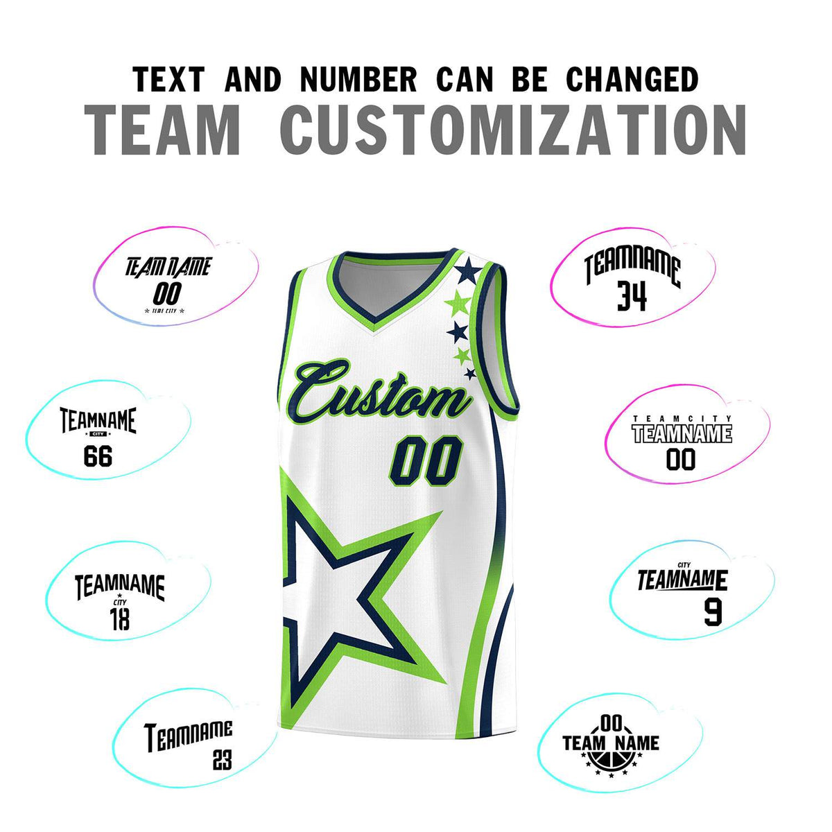 Custom Neon Green Navy-White Side Two-Tone Classic Sports Uniform Basketball Jersey |KXKSHOP