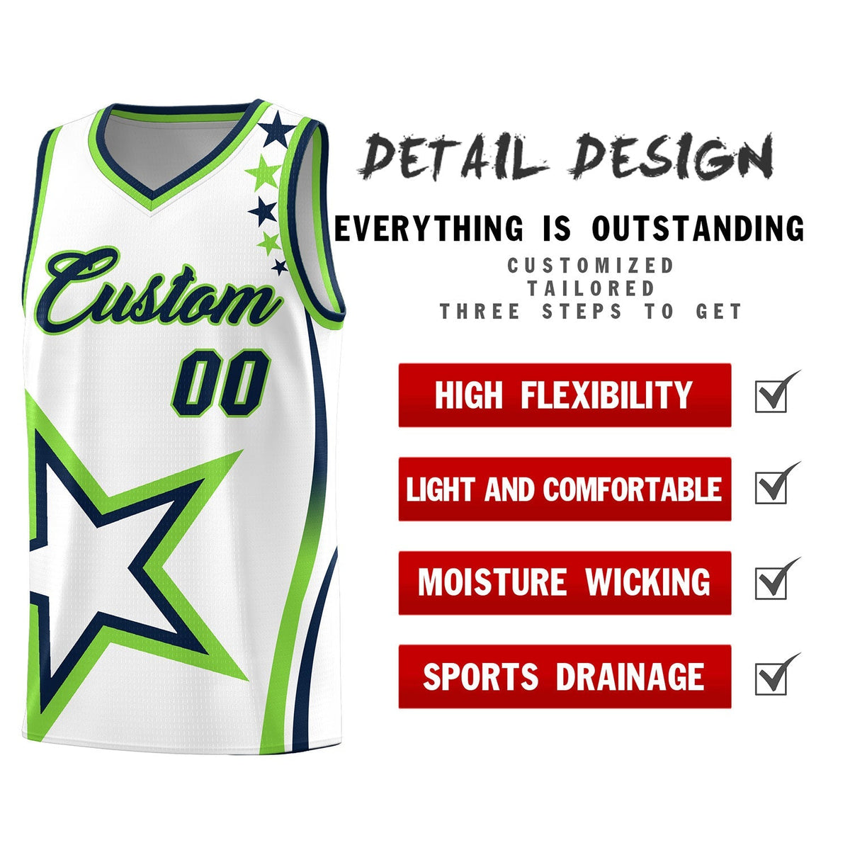 Custom Neon Green Navy-White Side Two-Tone Classic Sports Uniform Basketball Jersey |KXKSHOP