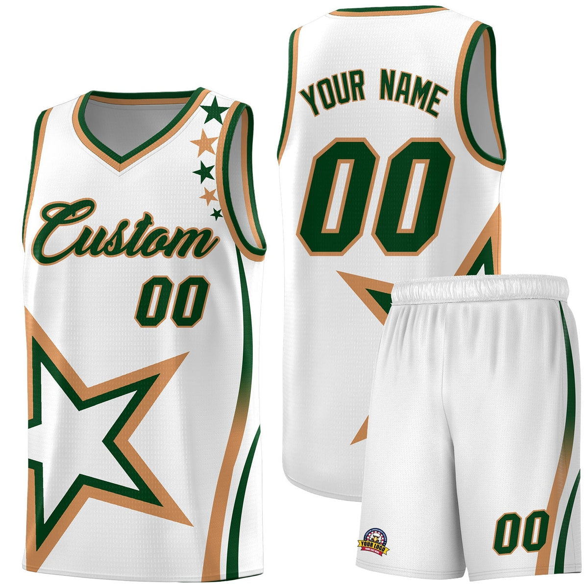 Custom White Shoulder Stars Graffiti Pattern Kits Basketball Jersey |KXKSHOP