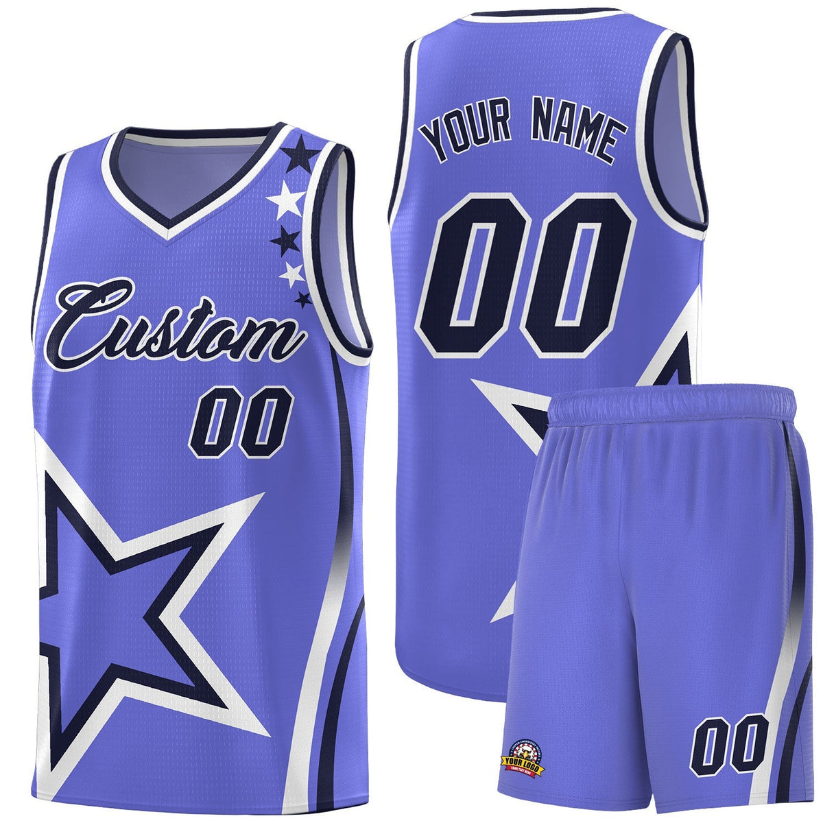 Custom Purple Shoulder Stars Graffiti Pattern Kits Basketball Jersey |KXKSHOP
