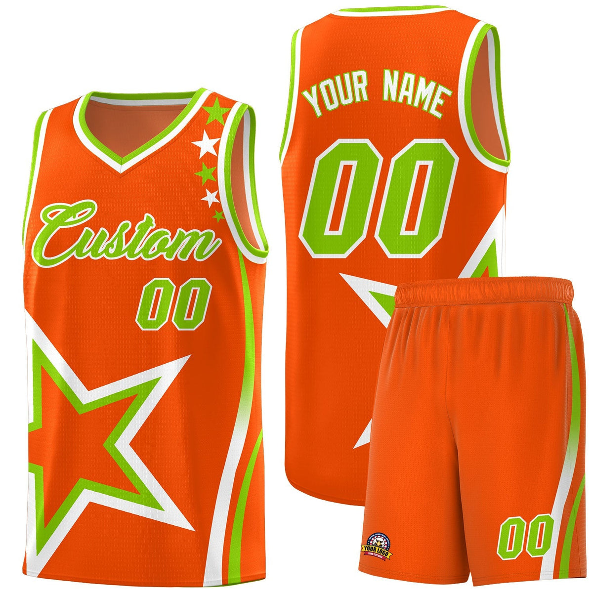 Custom Orange Shoulder Stars Graffiti Pattern Kits Basketball Jersey |KXKSHOP